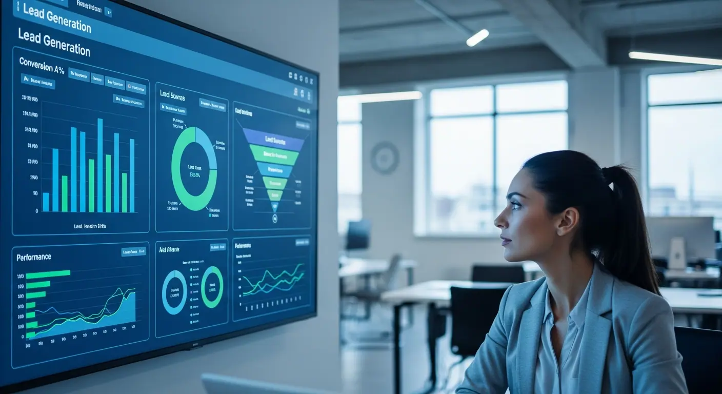 Responsable marketing analysant les statistiques de génération de leads via chatbot