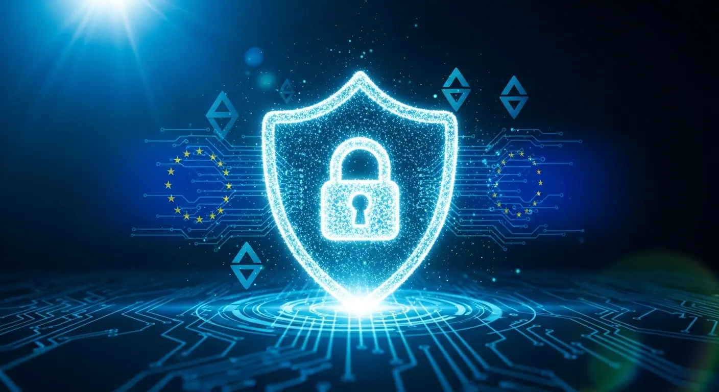 Concept sécurité et conformité données entreprise avec bouclier numérique