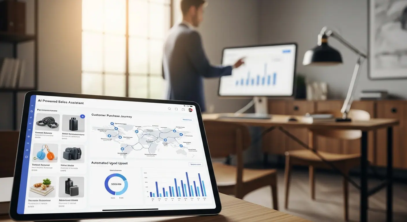 Interface d'assistant commercial IA avec recommandations personnalisées